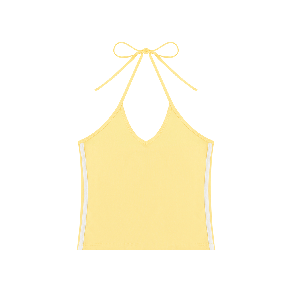 New Mode Women's Color Block Halter Crop Tank Top