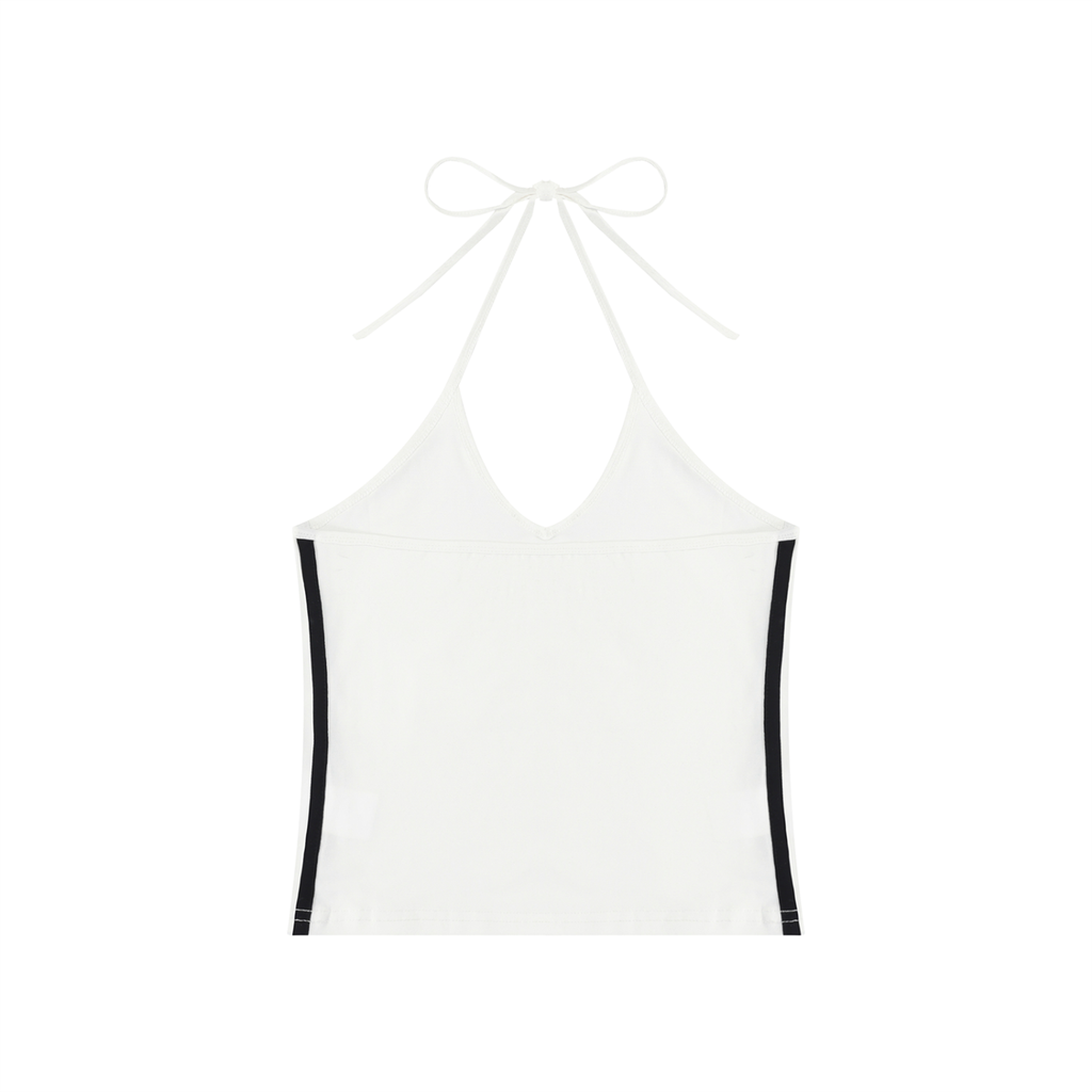 New Mode Women's Color Block Halter Crop Tank Top