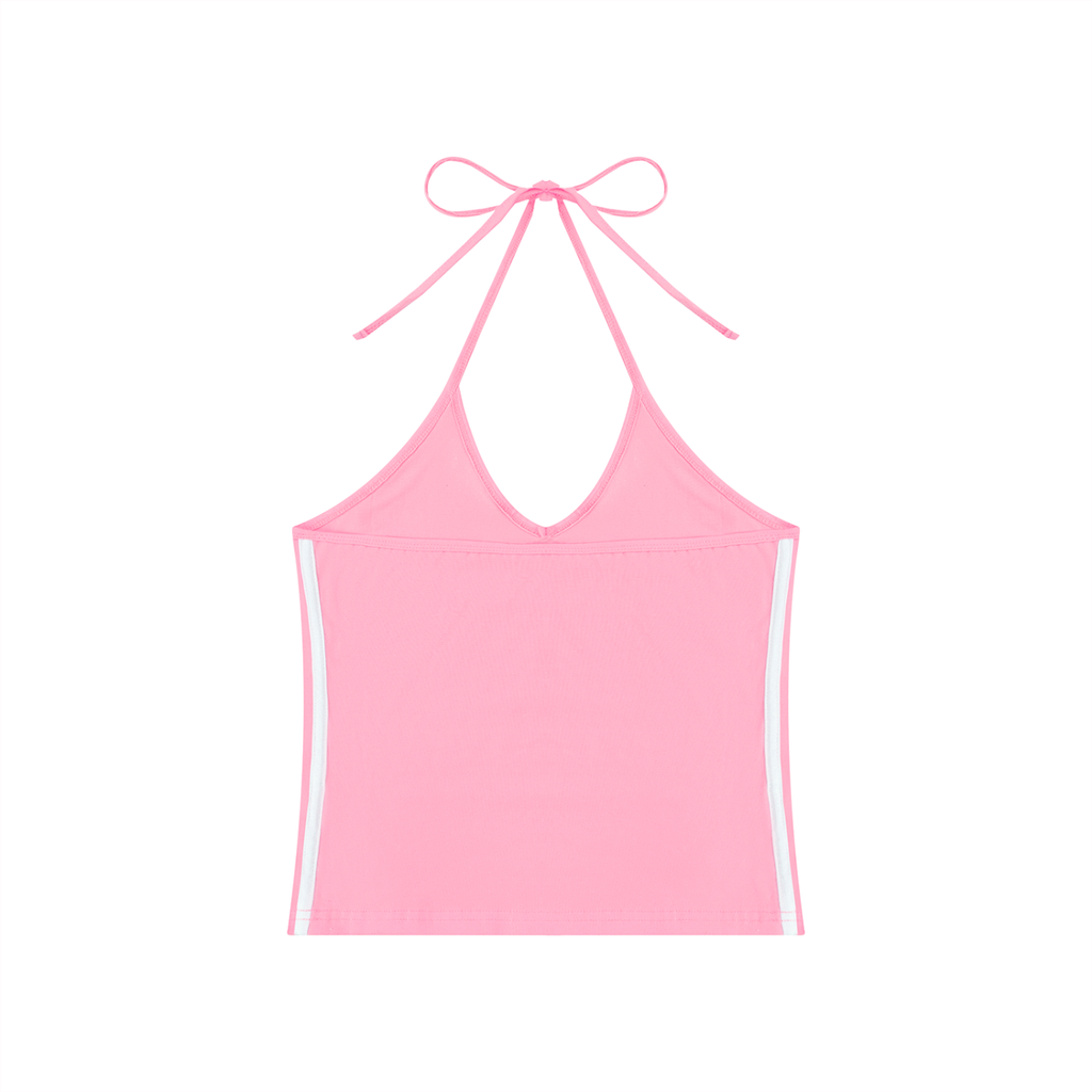 New Mode Women's Color Block Halter Crop Tank Top