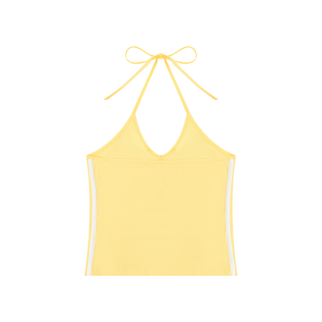New Mode Women's Color Block Halter Crop Tank Top
